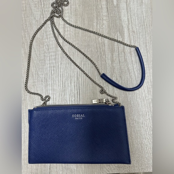 Sorial crossbody bag in a royal/navy blue shade with silver hardware clutch - Picture 1 of 5